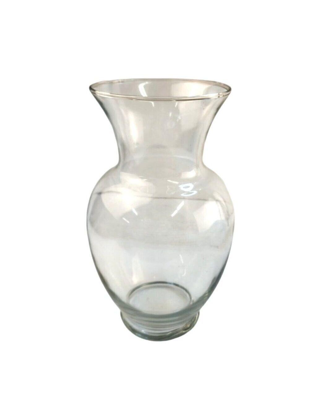 Clear Glass Gathering Vase With Flared Top & Rounded Base 11 Inches Tall Elegant